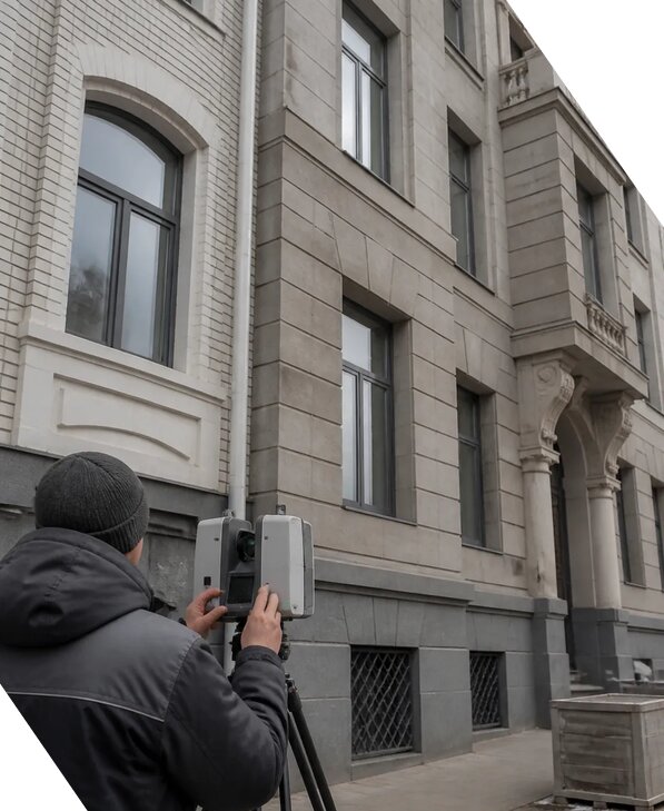 Лазерное сканирование фасадов зданий для обследования в Зеленодольске